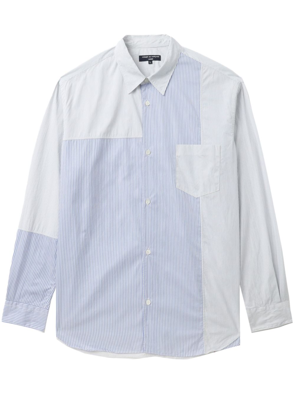 Comme des Garçons Homme 拼色条纹衬衫 - 蓝色