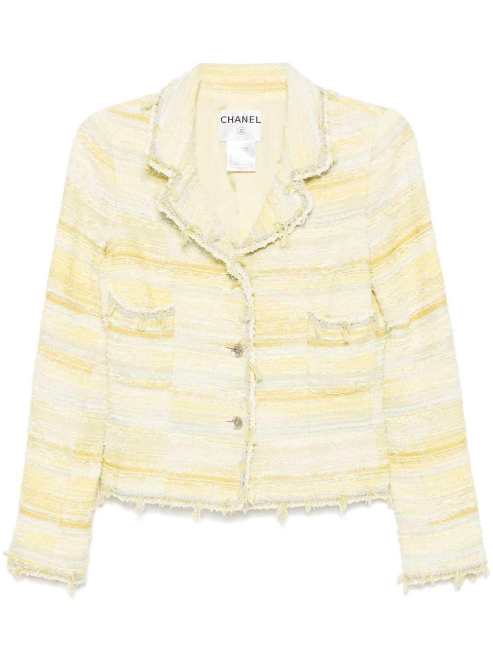 CHANEL Pre-Owned 磨损边粗花呢夹克（2005年典藏款） - 黄色