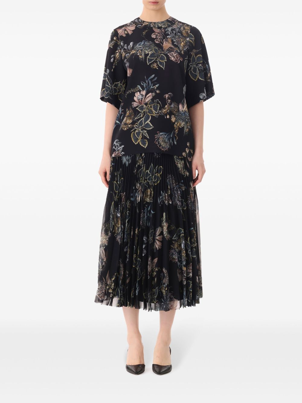 Jason Wu Collection 花卉印花T恤 - 黑色