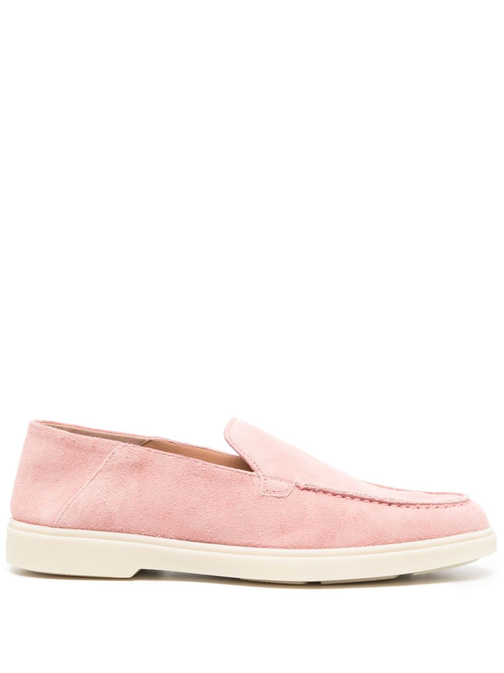 Santoni 同色系缝线绒面皮乐福鞋 - 粉色