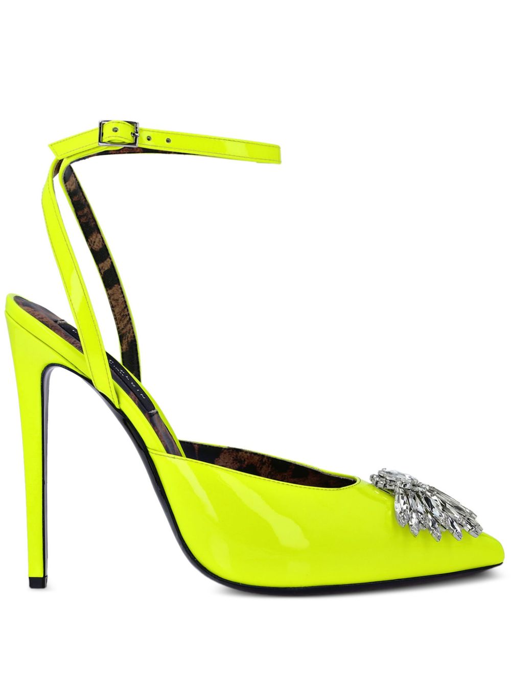 Philipp Plein 晶饰尖头高跟鞋 - 黄色