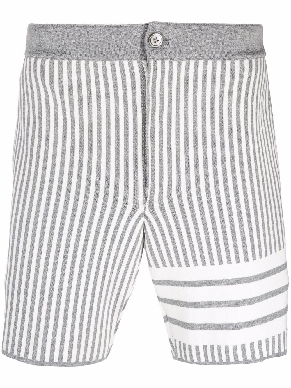 Thom Browne Seersucker 四条纹提花短裤 - 灰色