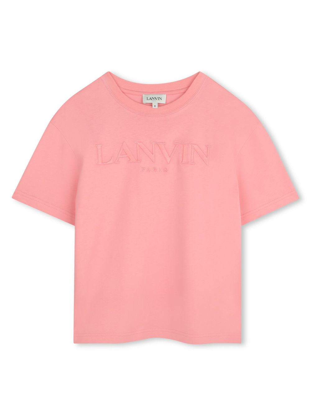 Lanvin Enfant logo刺绣T恤 - 粉色