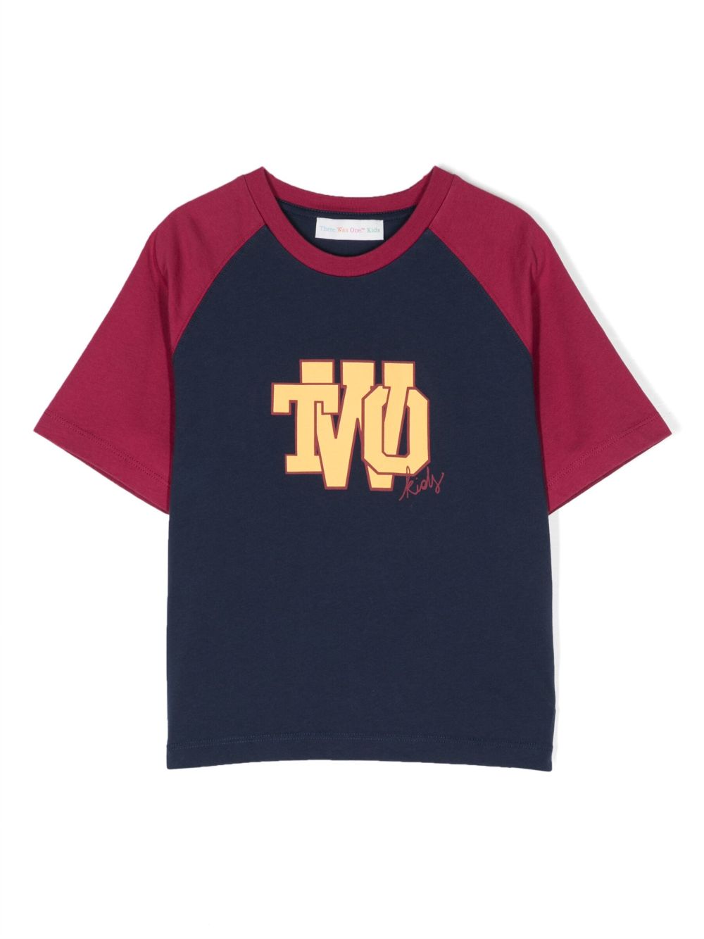 There Was One Kids logo印花棉T恤 - 蓝色