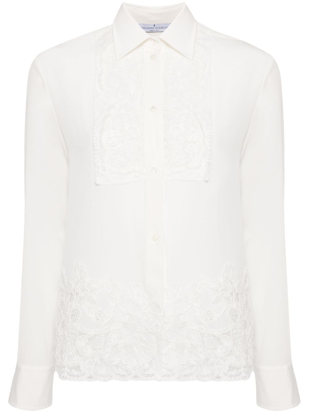 Ermanno Scervino 蕾丝贴花真丝衬衫 - 白色