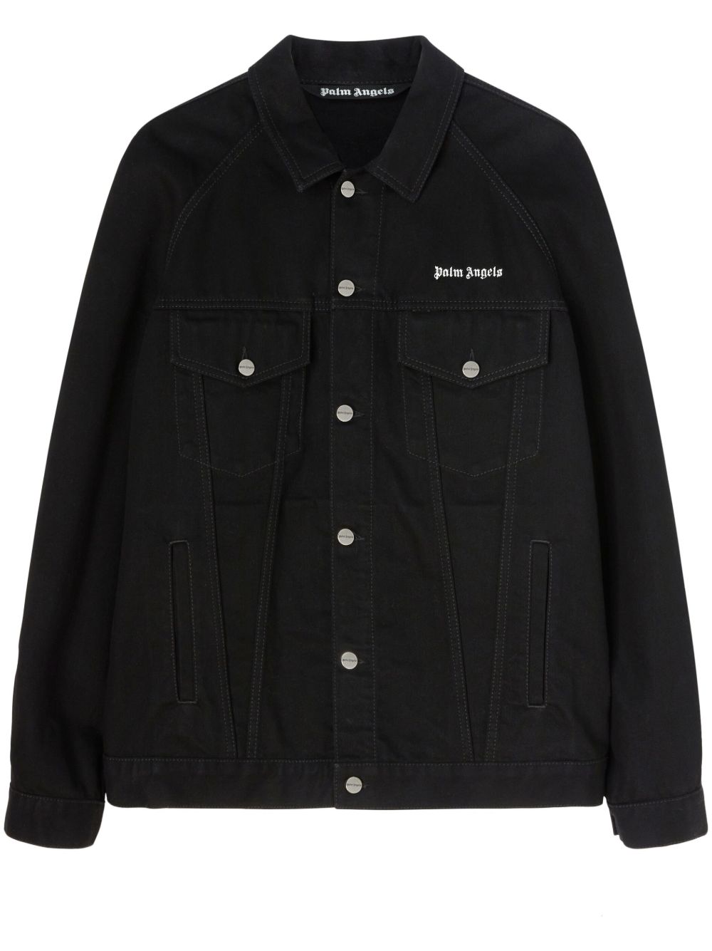 Palm Angels logo刺绣牛仔夹克 - 黑色