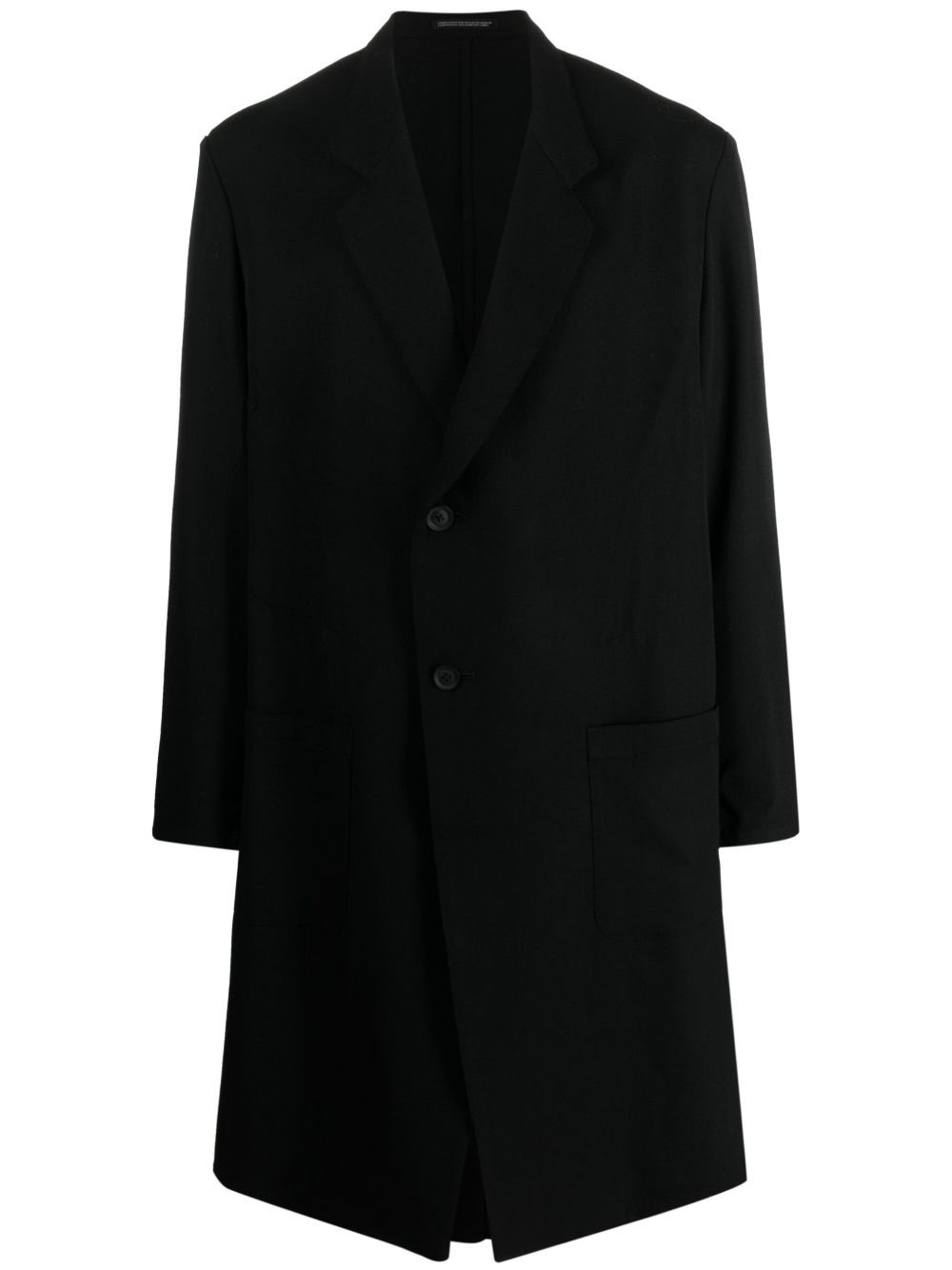 Yohji Yamamoto 梯形翻领单排扣外套 - 黑色