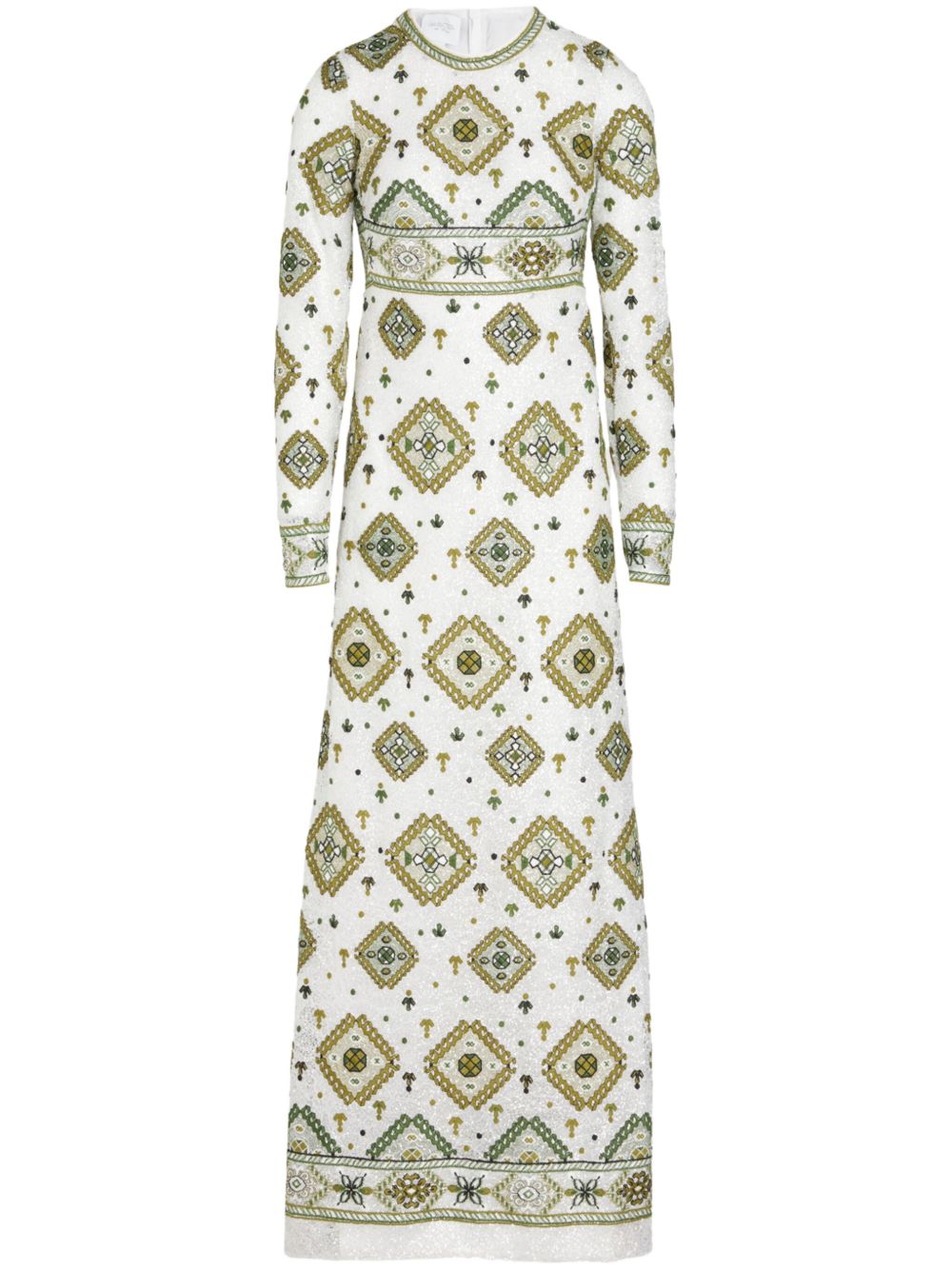 Giambattista Valli Tapisserie 印花亮片超长连衣裙 - 白色