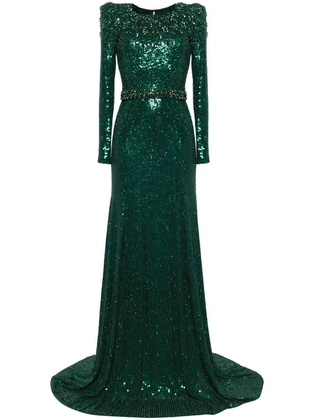 Jenny Packham Georgia 亮片长袖礼服 - 绿色