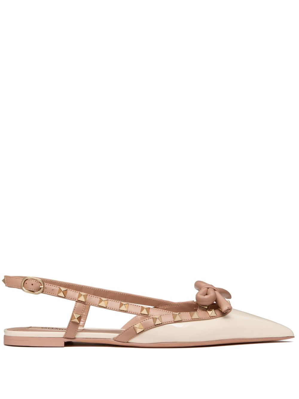 Valentino Garavani Rockstud Bow 裹踝平底鞋 - 银色