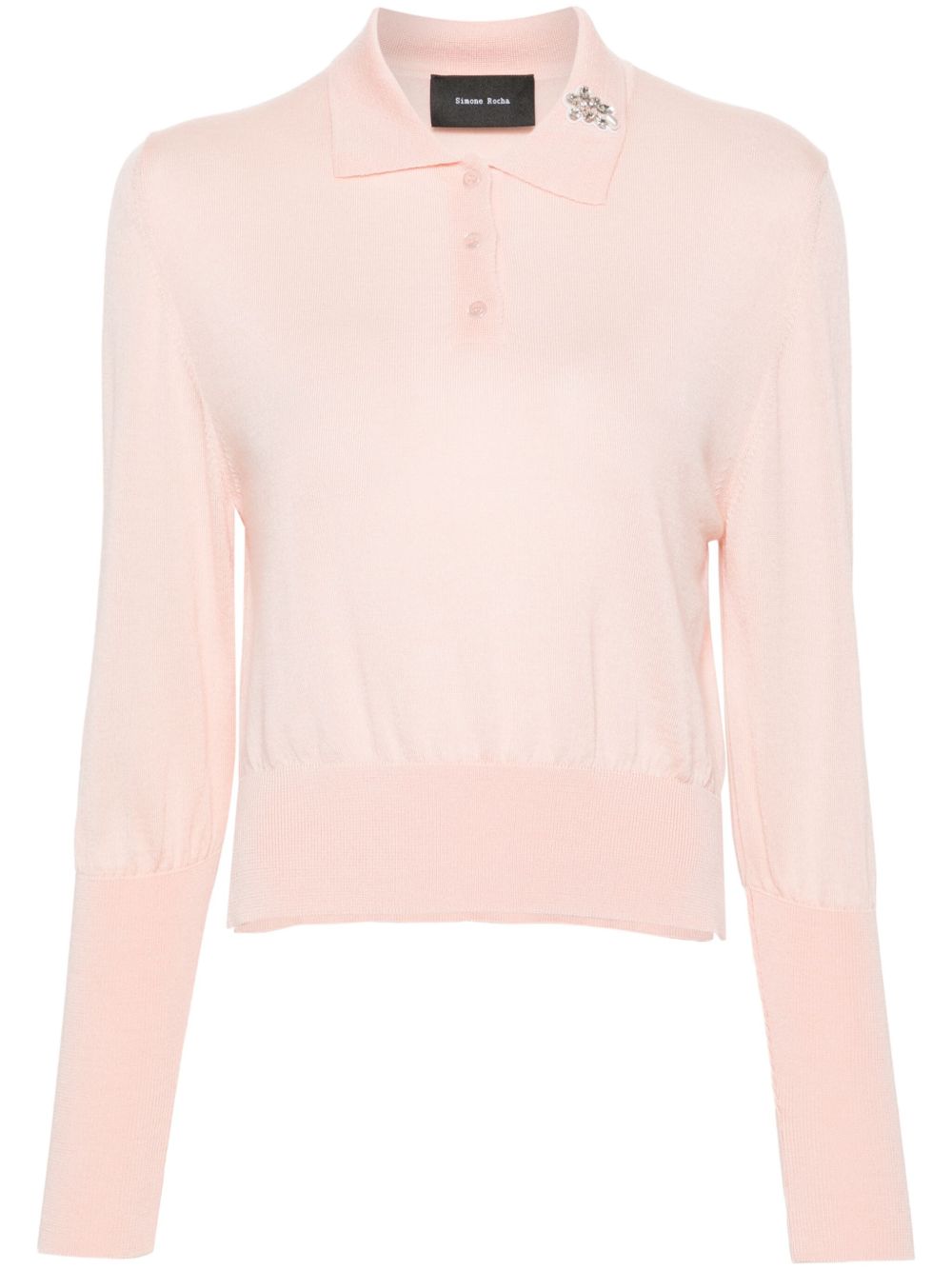Simone Rocha 晶饰polo领上衣 - 粉色