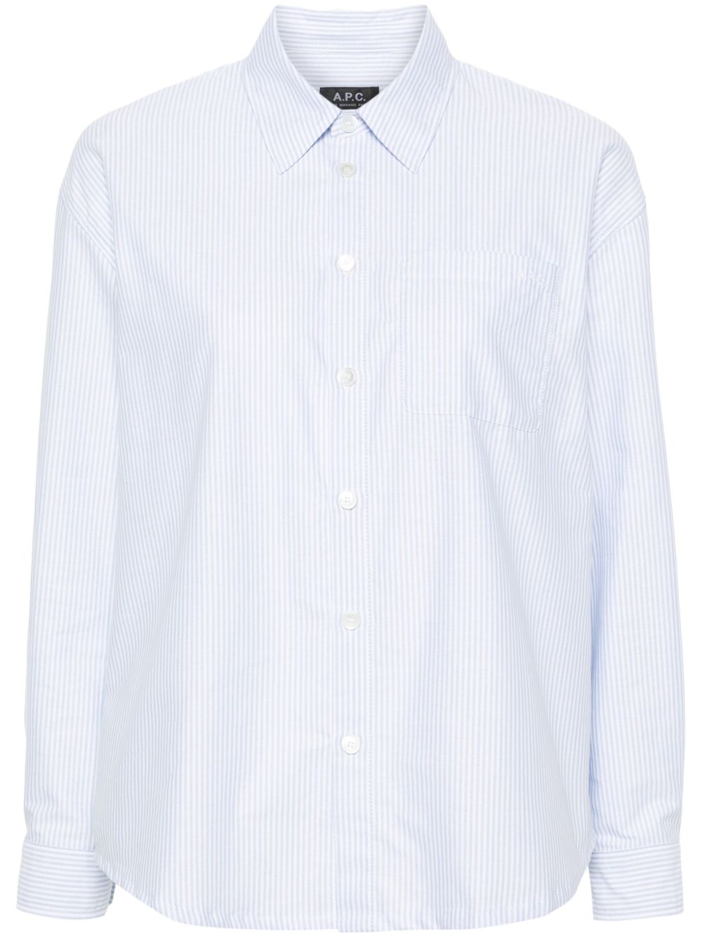 A.P.C. logo刺绣条纹衬衫 - 白色