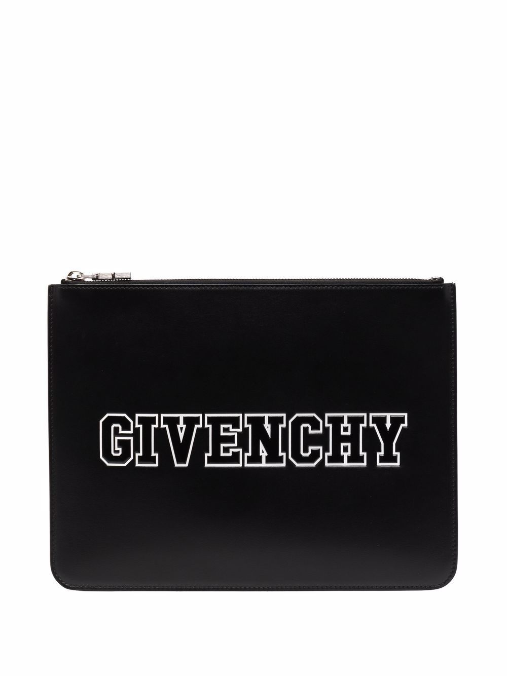 Givenchy 纪梵希 logo压纹皮质手拿包 - 黑色