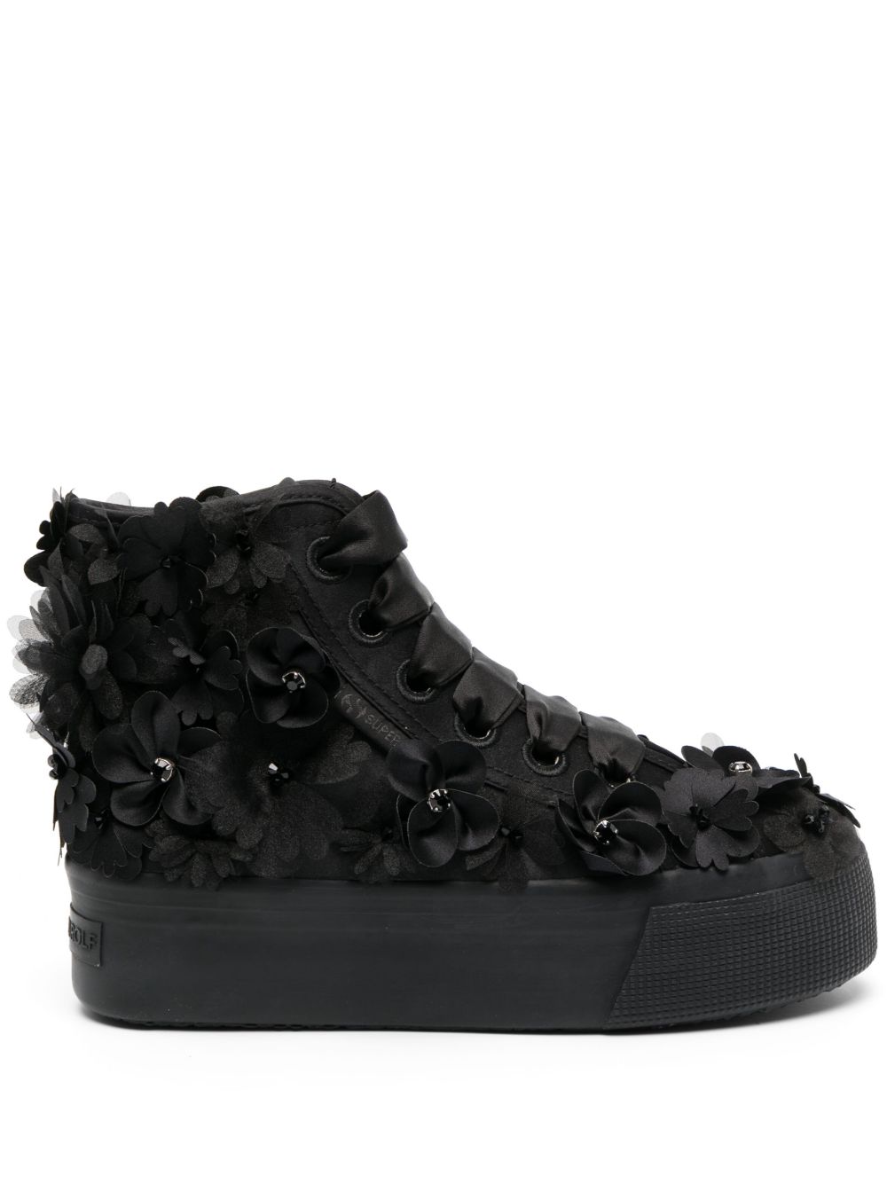 Viktor & Rolf x Superga 花卉缀饰高帮运动鞋 - 黑色