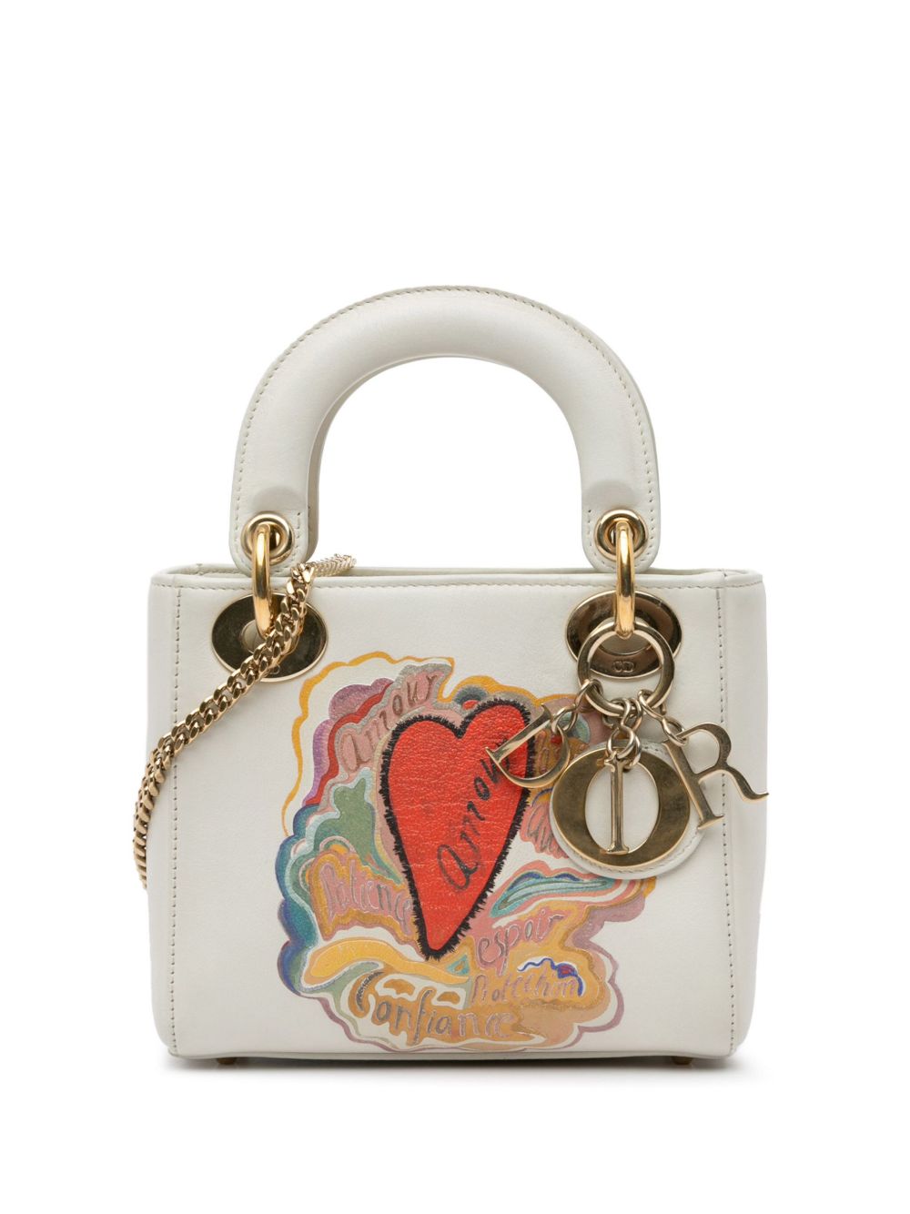 Christian Dior Pre-Owned x Niki De Saint Phalle Dioramour Lady Dior 迷你斜挎包（2018年典藏款） - 白色