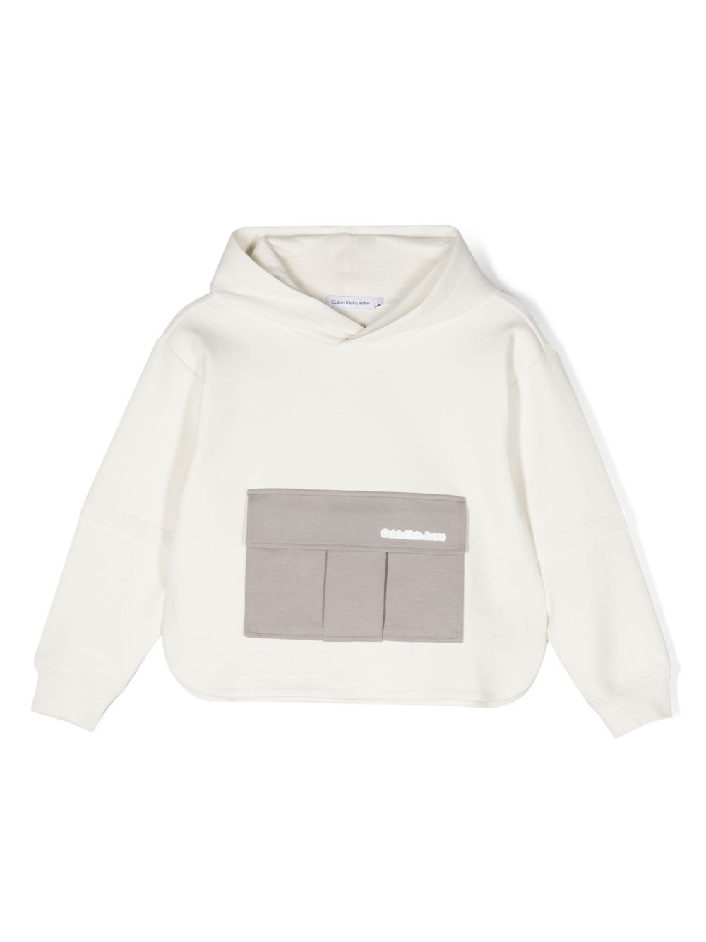 Calvin Klein Kids 标贴弹性棉连帽衫 - 中性色