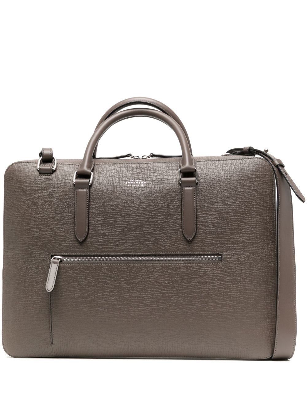 Smythson 粒面皮质轻薄公文包 - 褐色