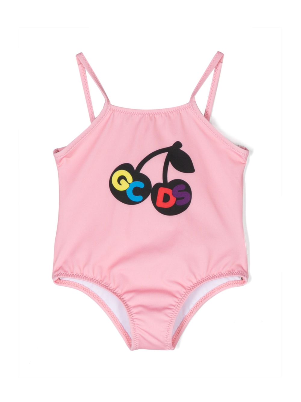 Gcds Kids logo印花连体泳衣 - 粉色