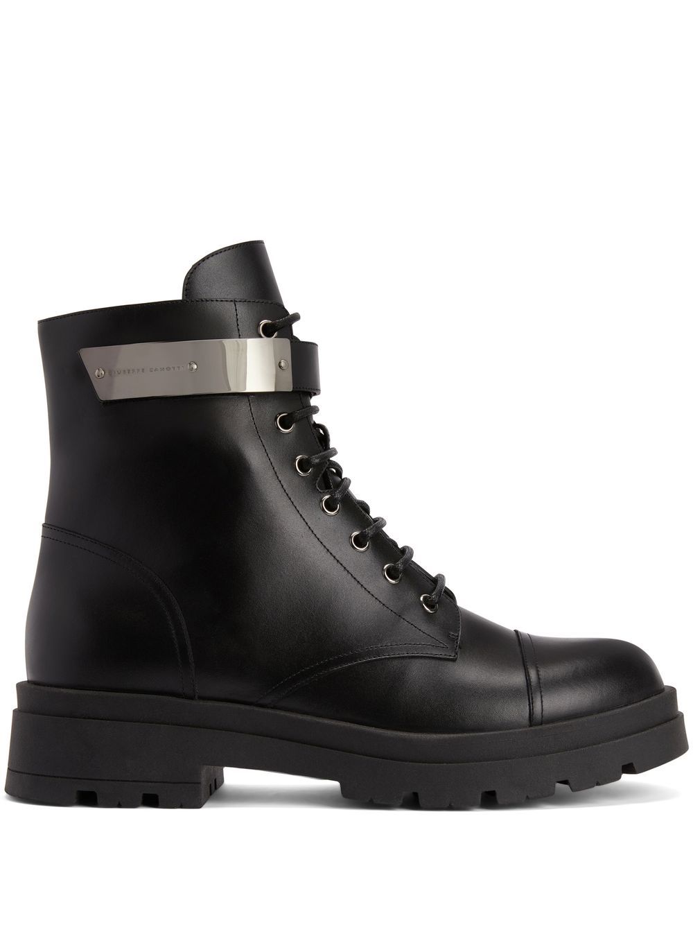 Giuseppe Zanotti Ruger 皮质及踝靴 - 黑色