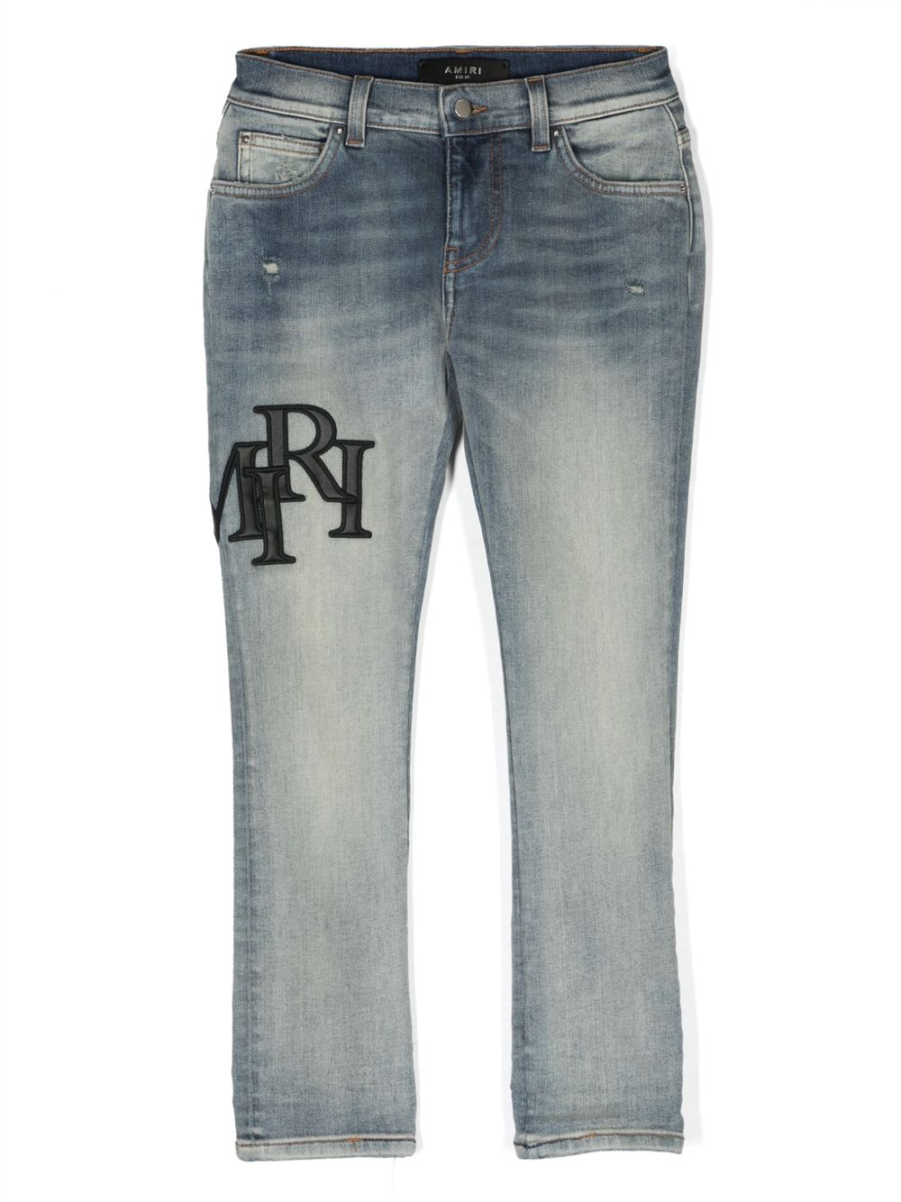 AMIRI KIDS logo贴花紧身牛仔裤 - 蓝色