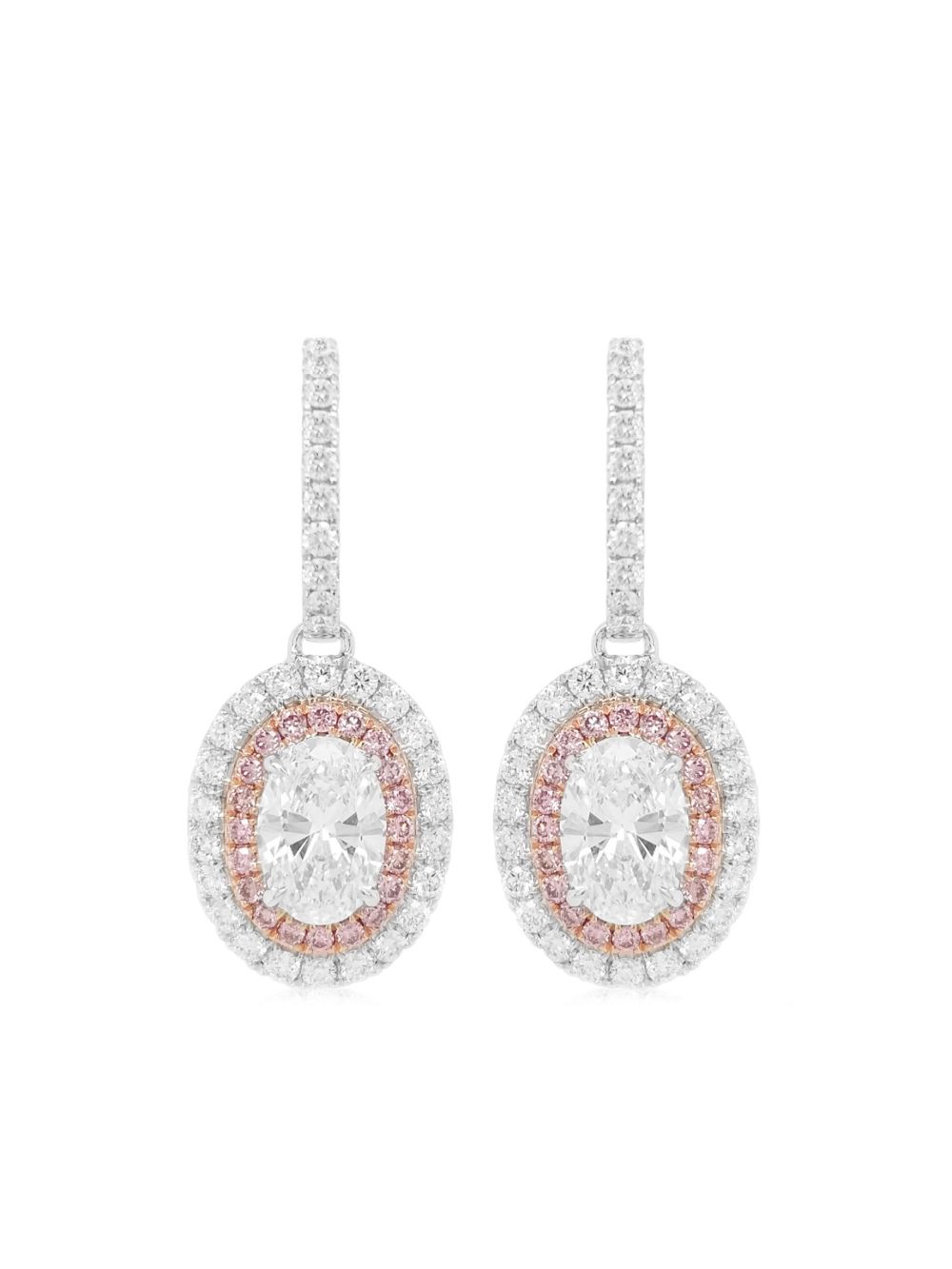 HYT Jewelry 18K白金钻石吊饰耳环 - 银色