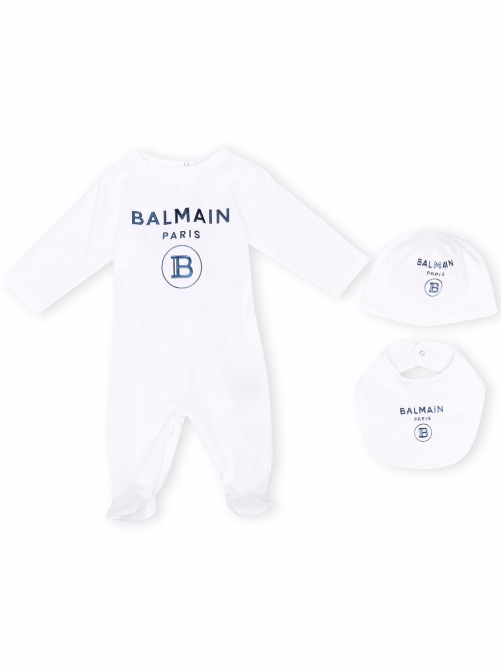 Balmain Kids 巴尔曼 logo印花连体衣 - 白色
