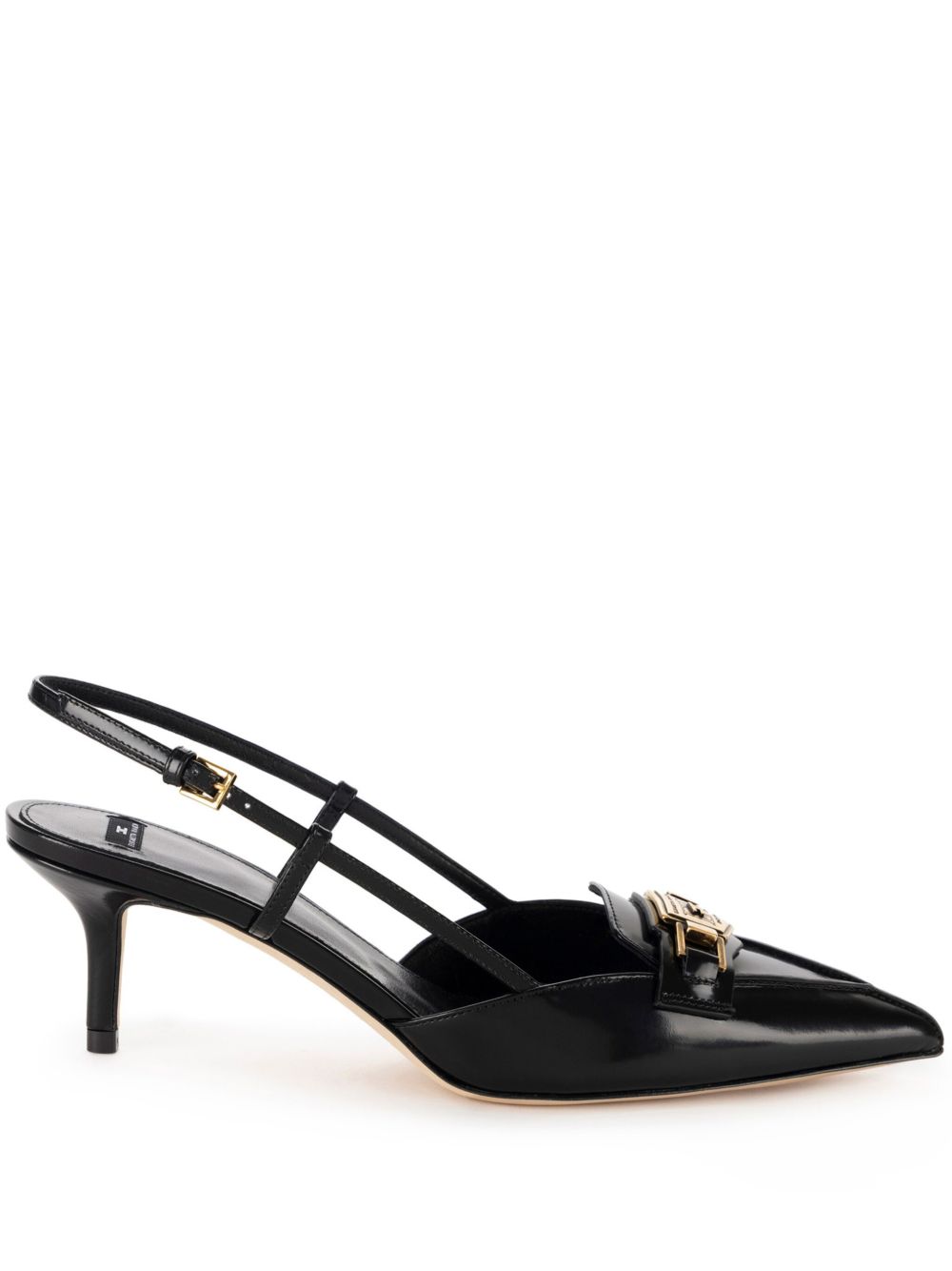 Elisabetta Franchi 马衔扣皮质裹踝高跟鞋 - 黑色