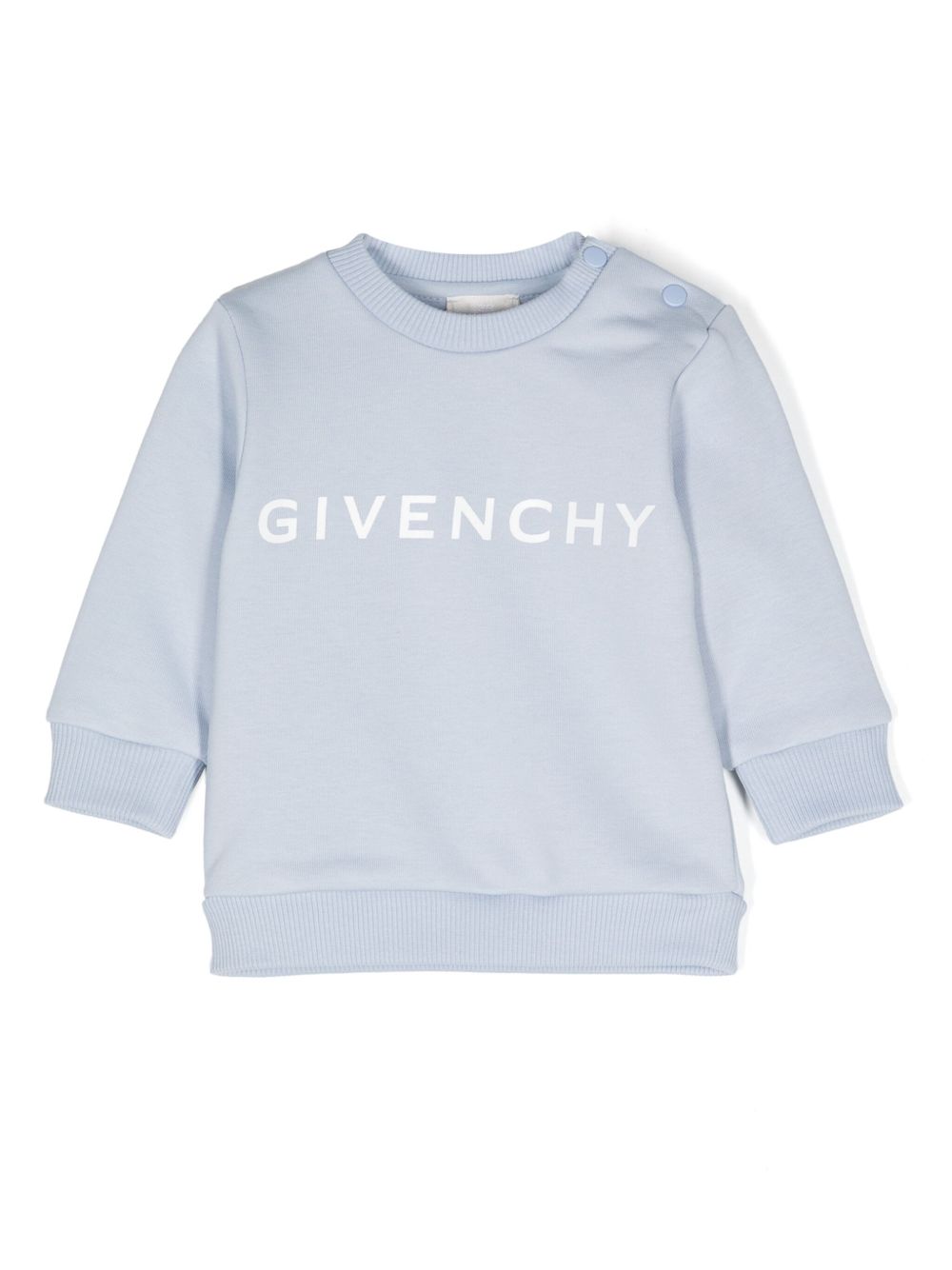 Givenchy Kids logo印花棉混纺卫衣 - 蓝色