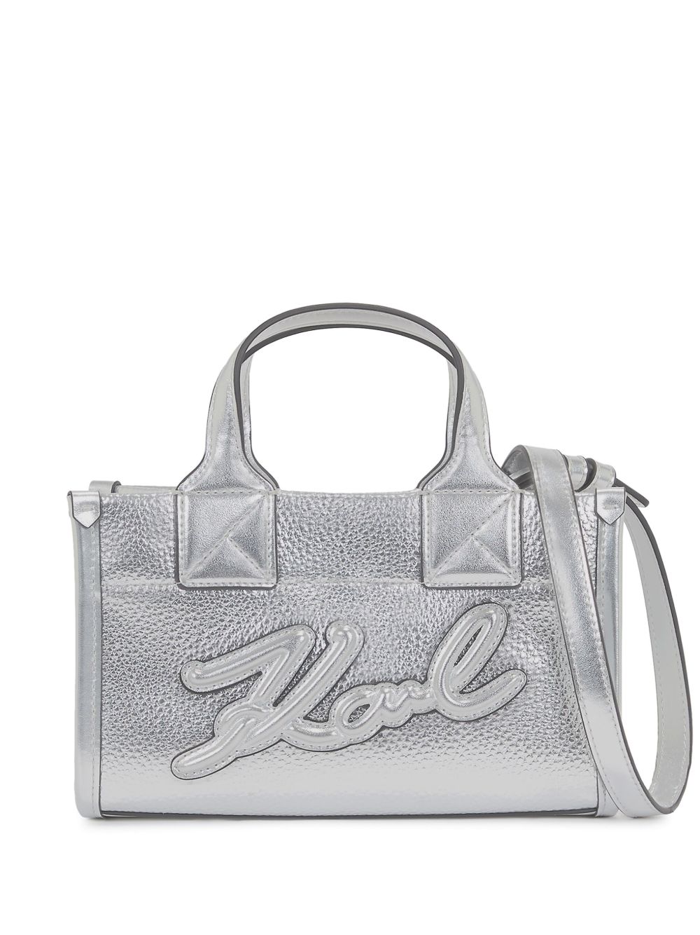 Karl Lagerfeld K/Skuare Grainy 手提包 - 银色