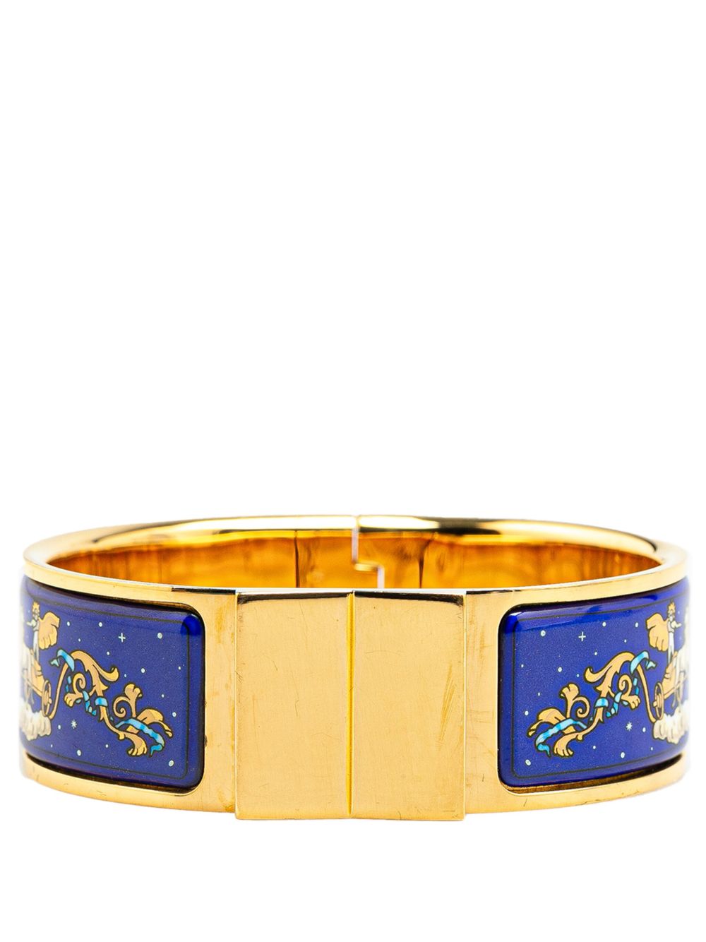 Hermès Pre-Owned 珐琅 Horse Loquet Hinge 宽版手镯（1900年代典藏款） - 蓝色