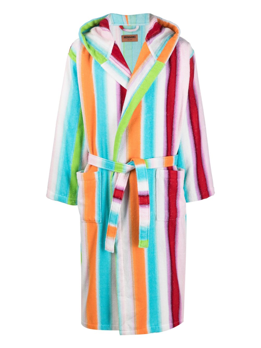 Missoni 条纹图案棉睡袍 - 蓝色