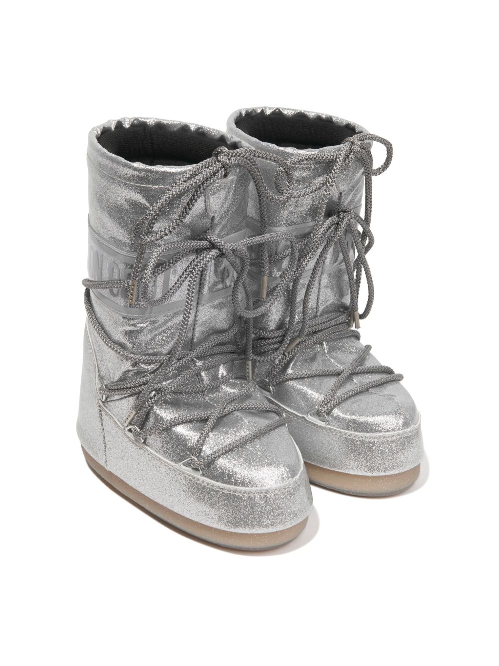 Moon Boot Kids Icon 亮片金葱中筒靴 - 银色