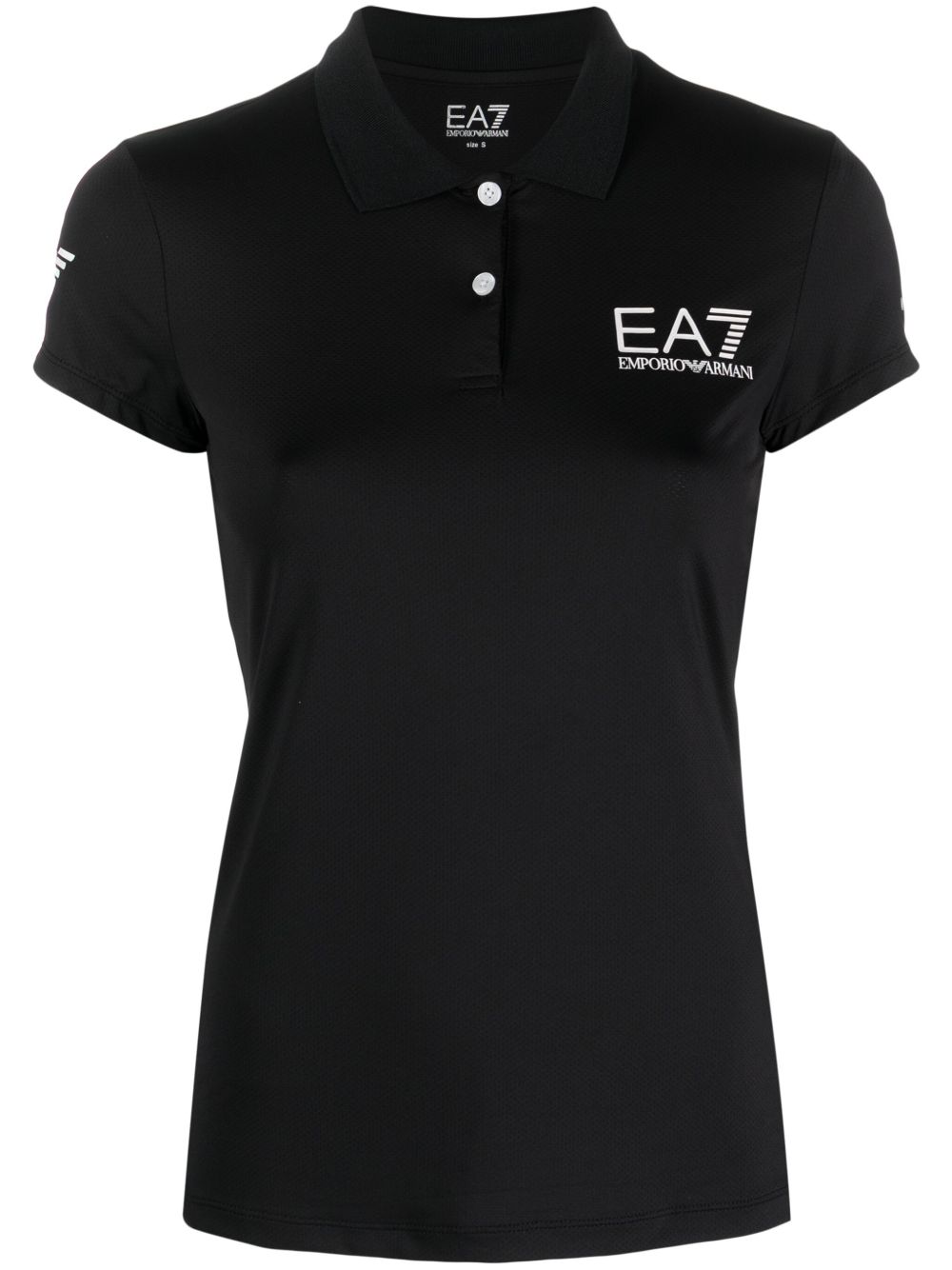 Ea7 Emporio Armani logo印花运动polo衫 - 黑色