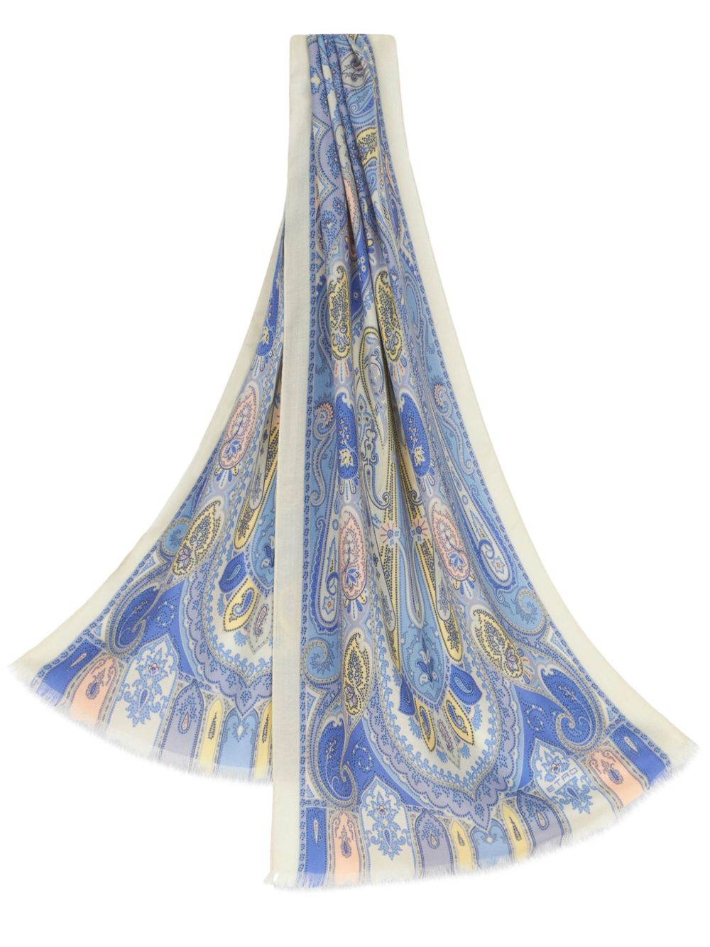 ETRO 佩斯理印花环绕式围巾 - 蓝色