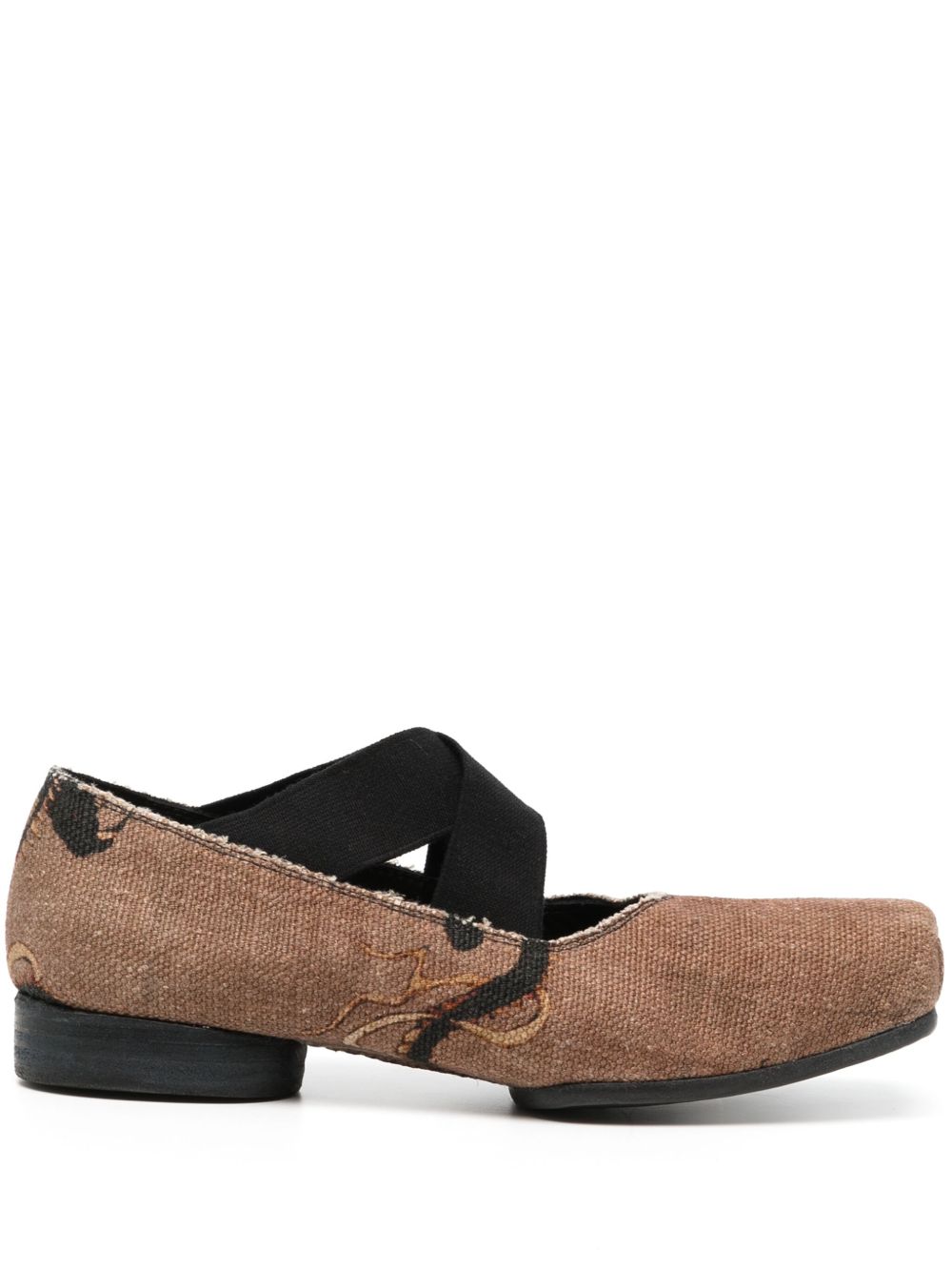 Uma Wang printed ballerina shoes - 褐色