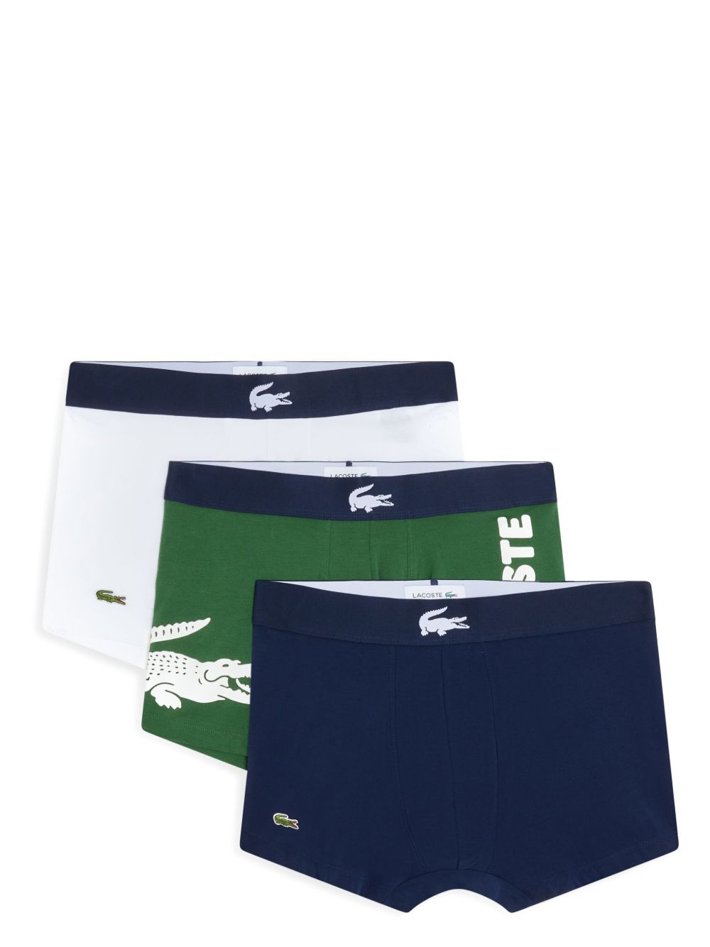 Lacoste logo腰边四角裤（三件装） - 蓝色
