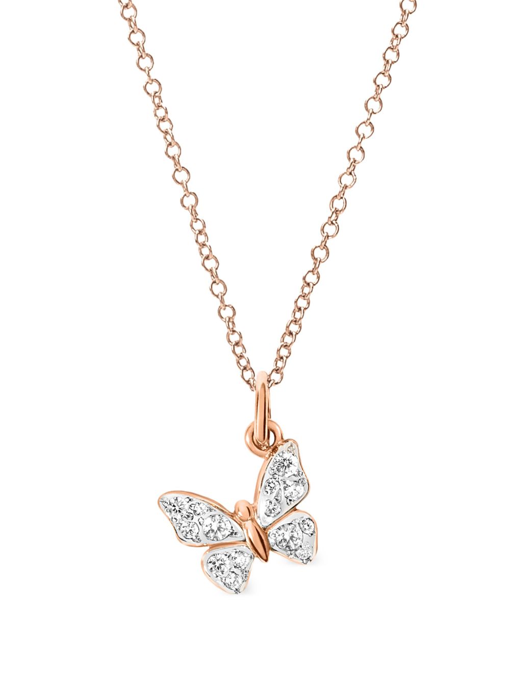 Dodo 9kt rose gold Butterfly diamond charm - 粉色
