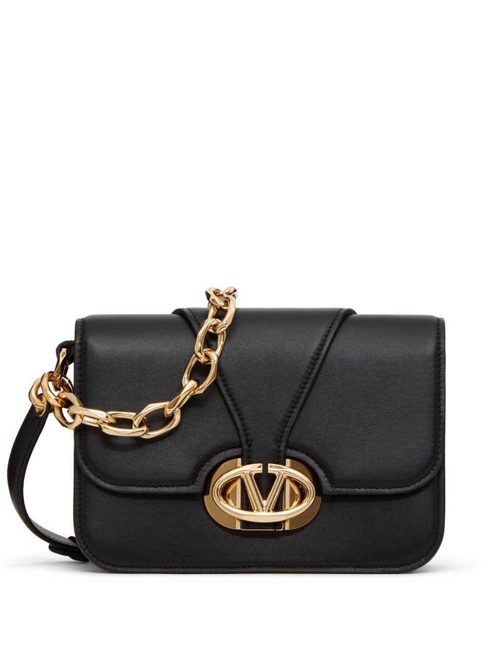 Valentino Garavani VLogo Signature 皮质斜挎包 - 黑色