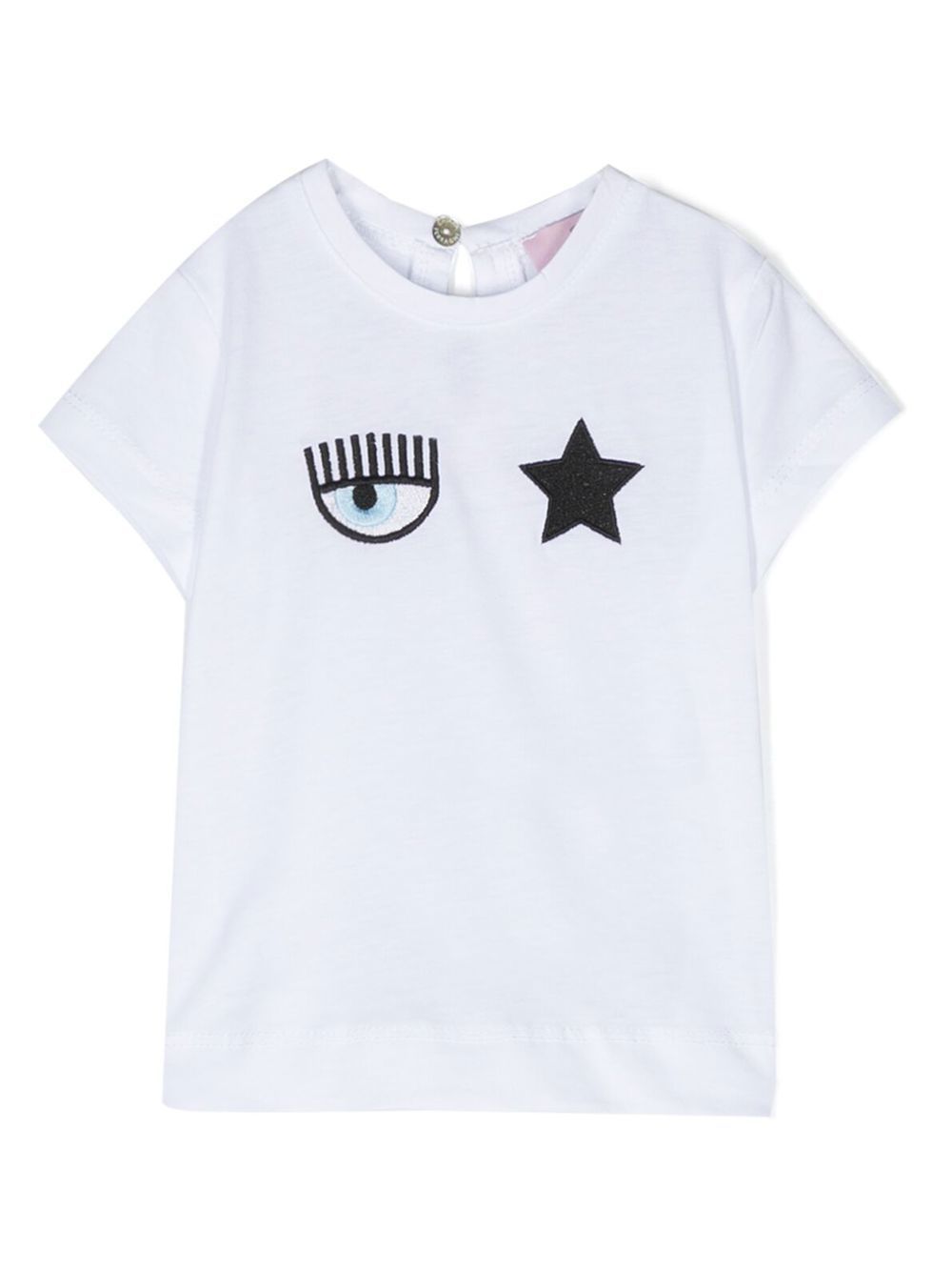 Chiara Ferragni Kids Eyelike 图案刺绣T恤 - 白色
