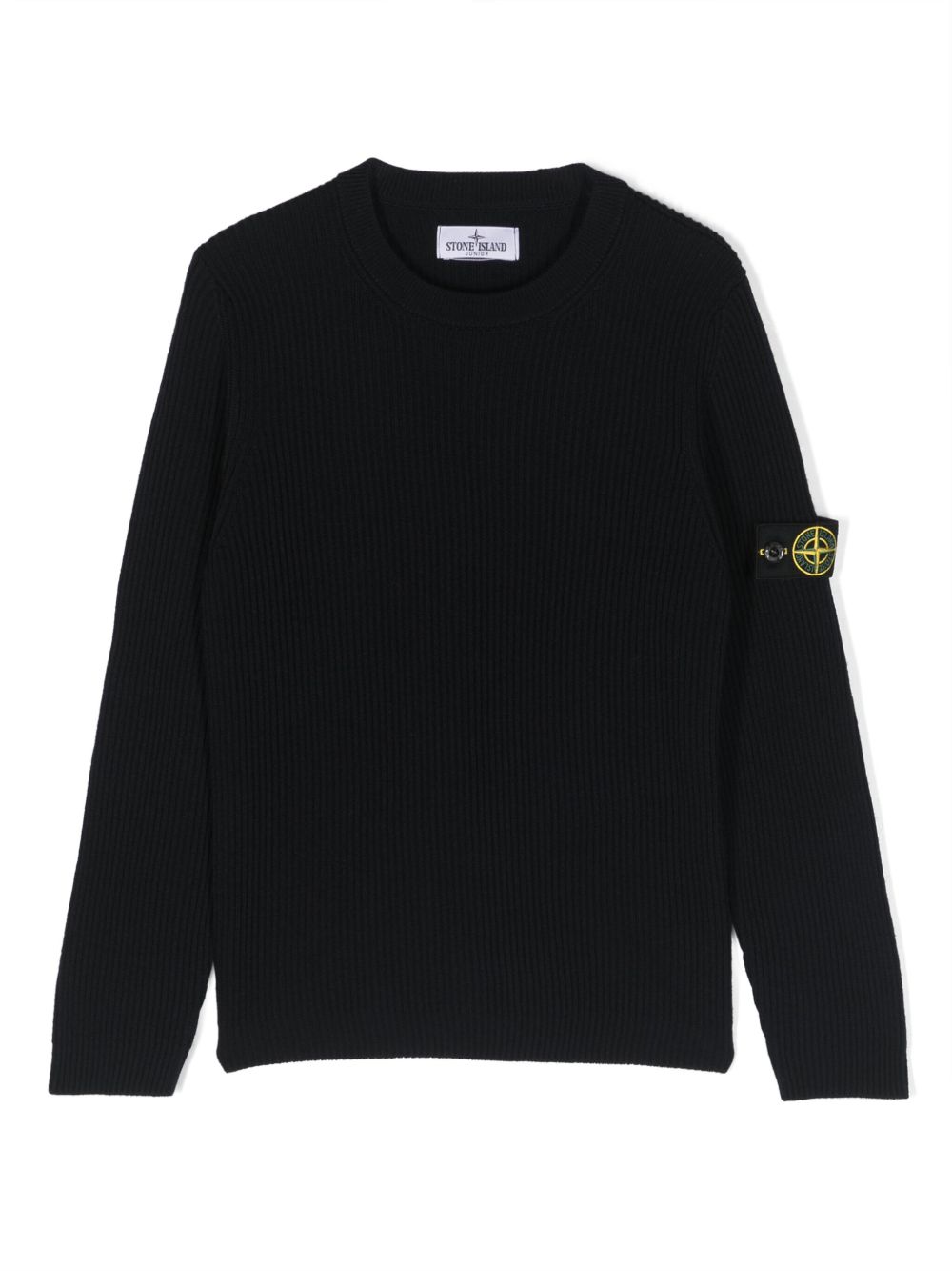 Stone Island Junior 罗盘徽章初剪羊毛毛衣 - 蓝色
