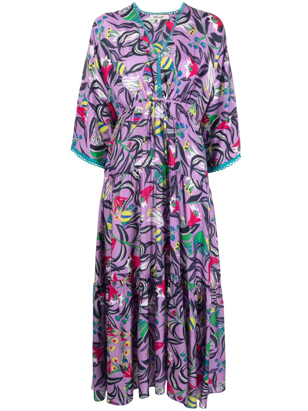 DVF Diane von Furstenberg 图案印花中长连衣裙 - 紫色