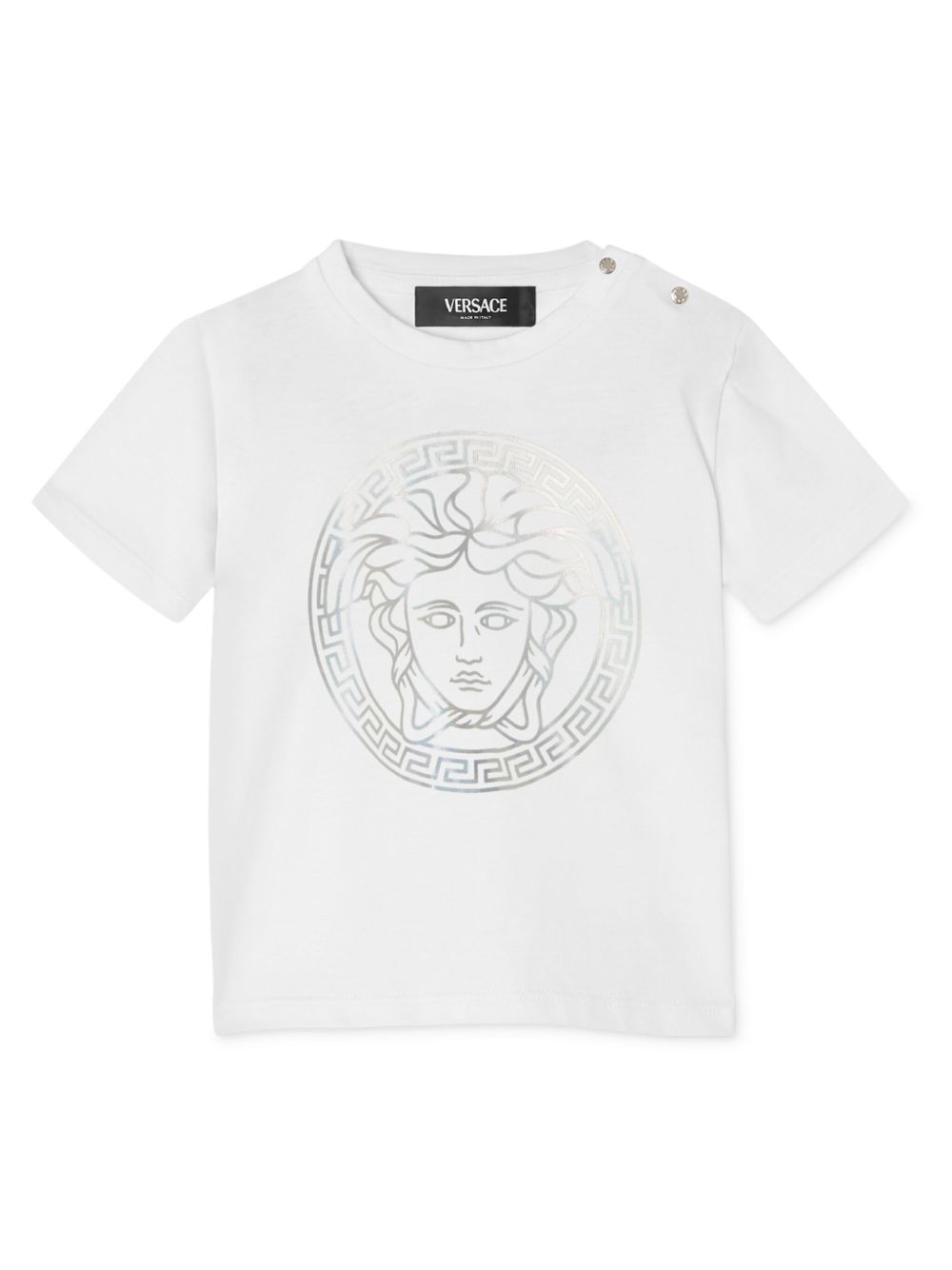 Versace Kids 美杜莎头印花平纹针织T恤 - 白色
