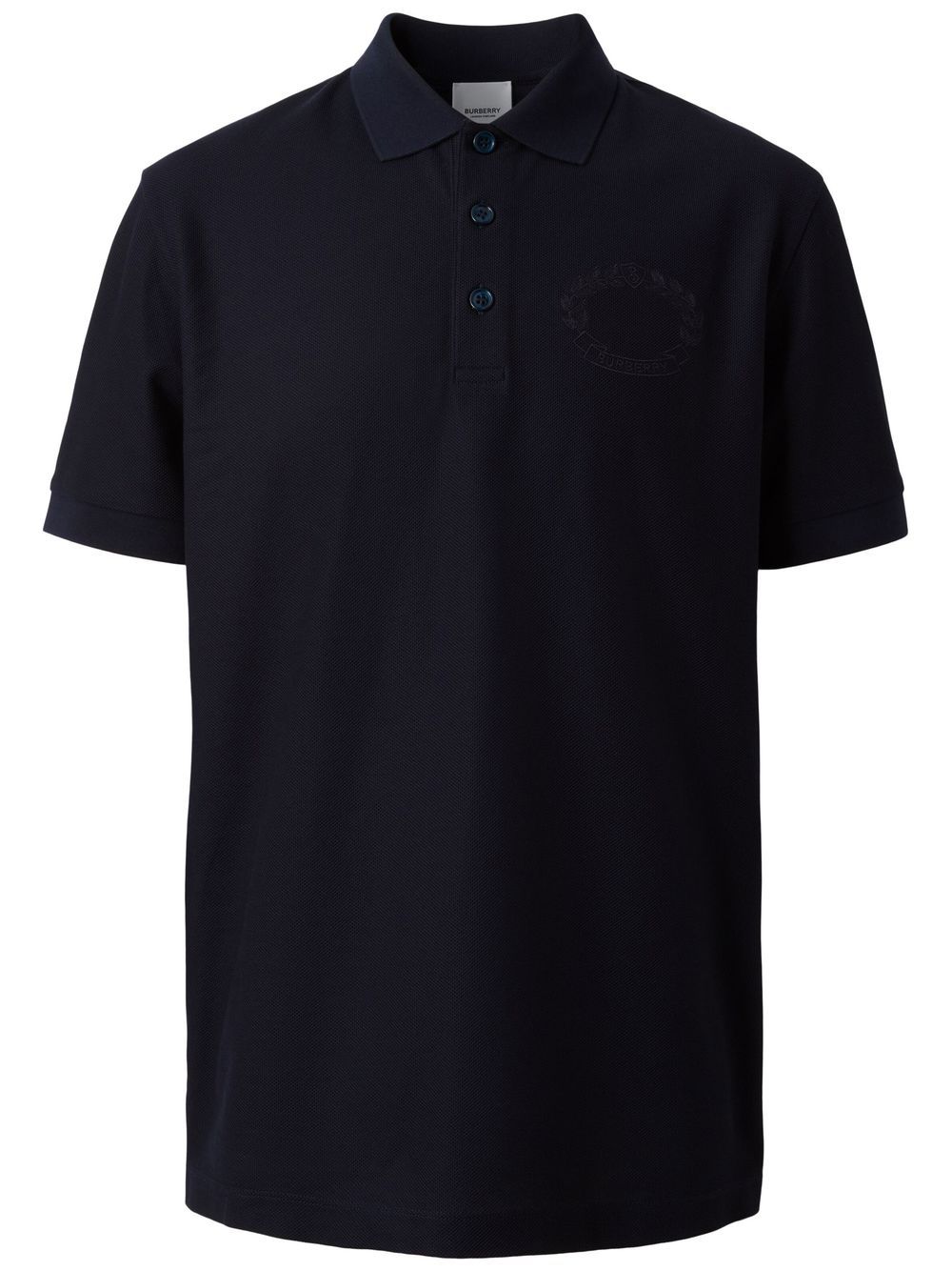Burberry logo刺绣棉polo衫 - 蓝色