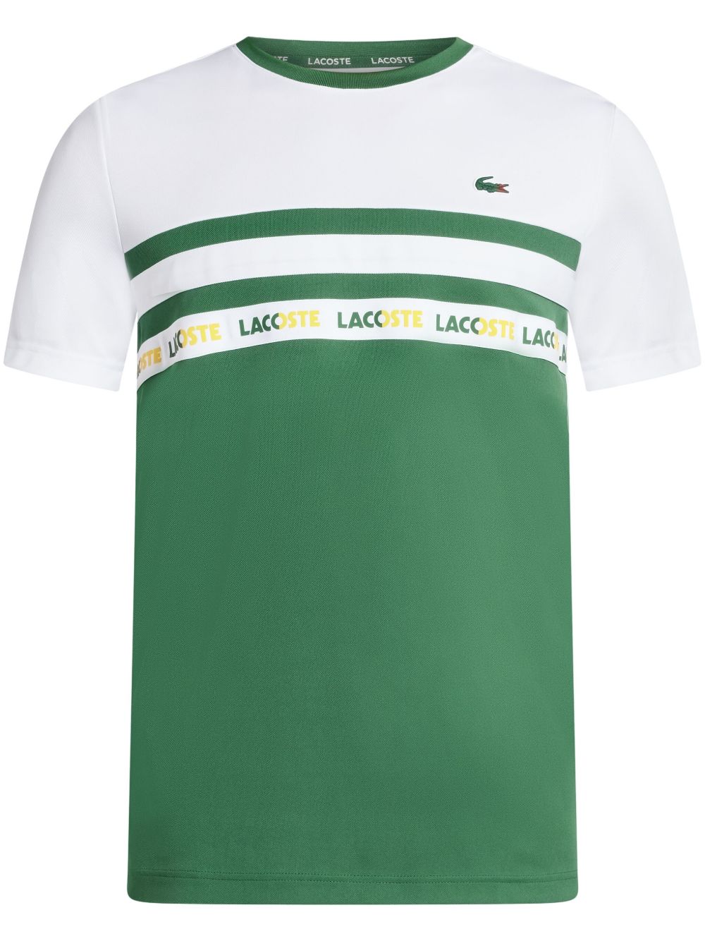 Lacoste logo边饰条纹T恤 - 绿色