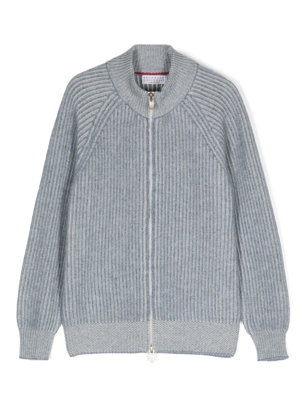 Brunello Cucinelli Kids 罗纹针织开衫 - 蓝色