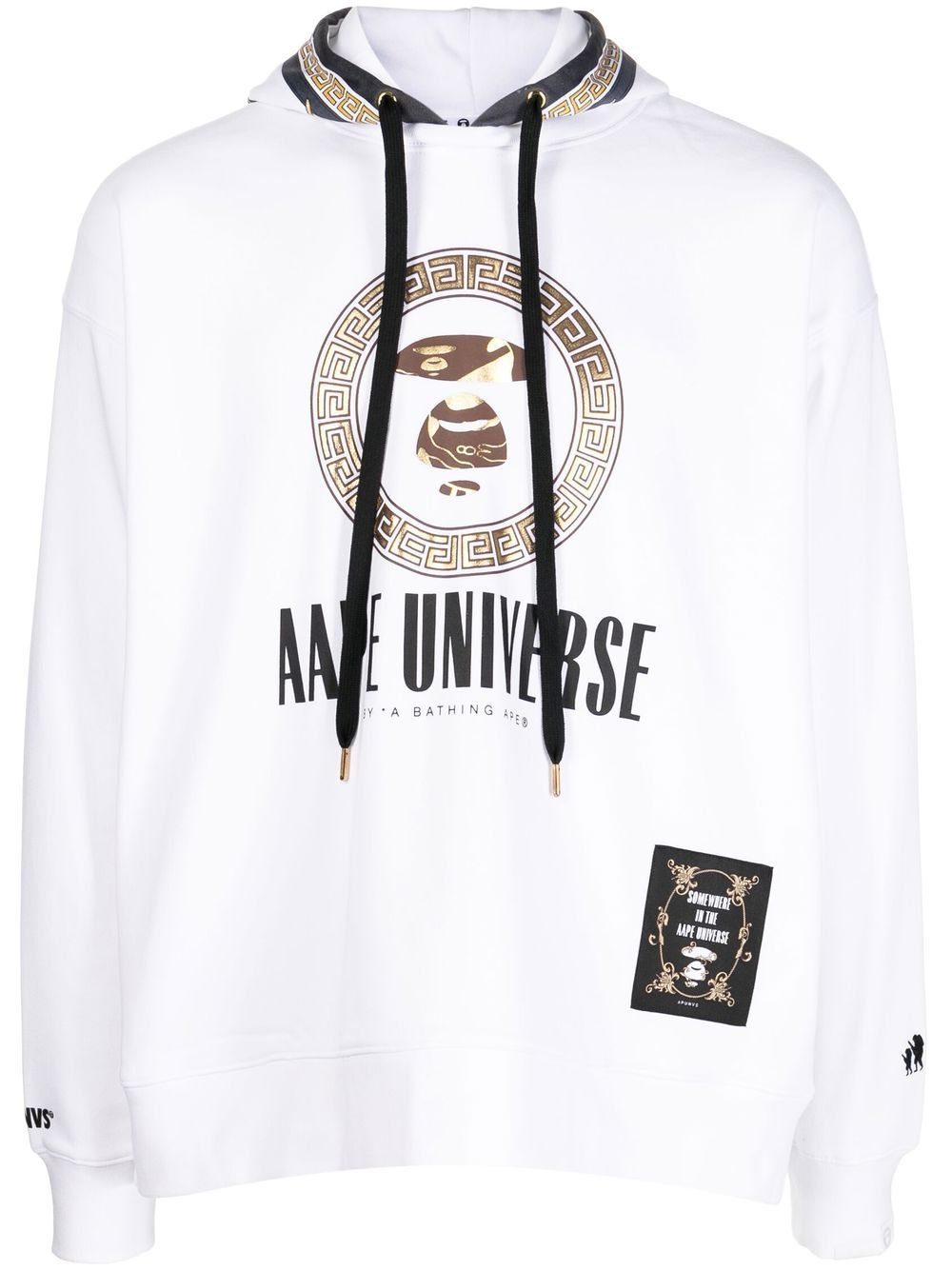 AAPE BY *A BATHING APE® 金属感logo印花连帽衫 - 白色