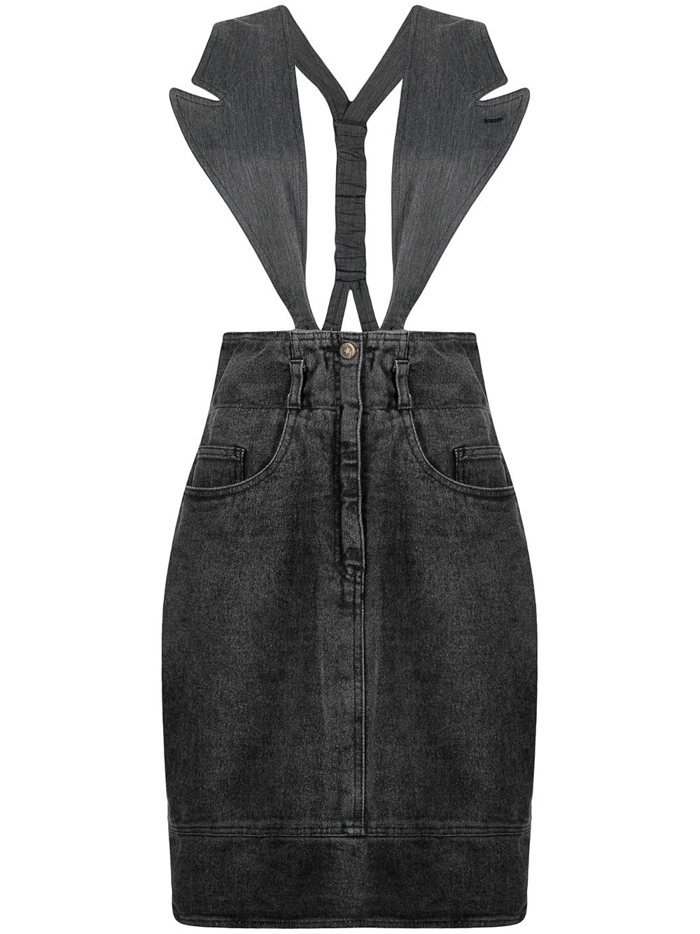 Moschino Pre-Owned 莫斯奇诺 可拆卸翻领牛仔半身裙 - 灰色