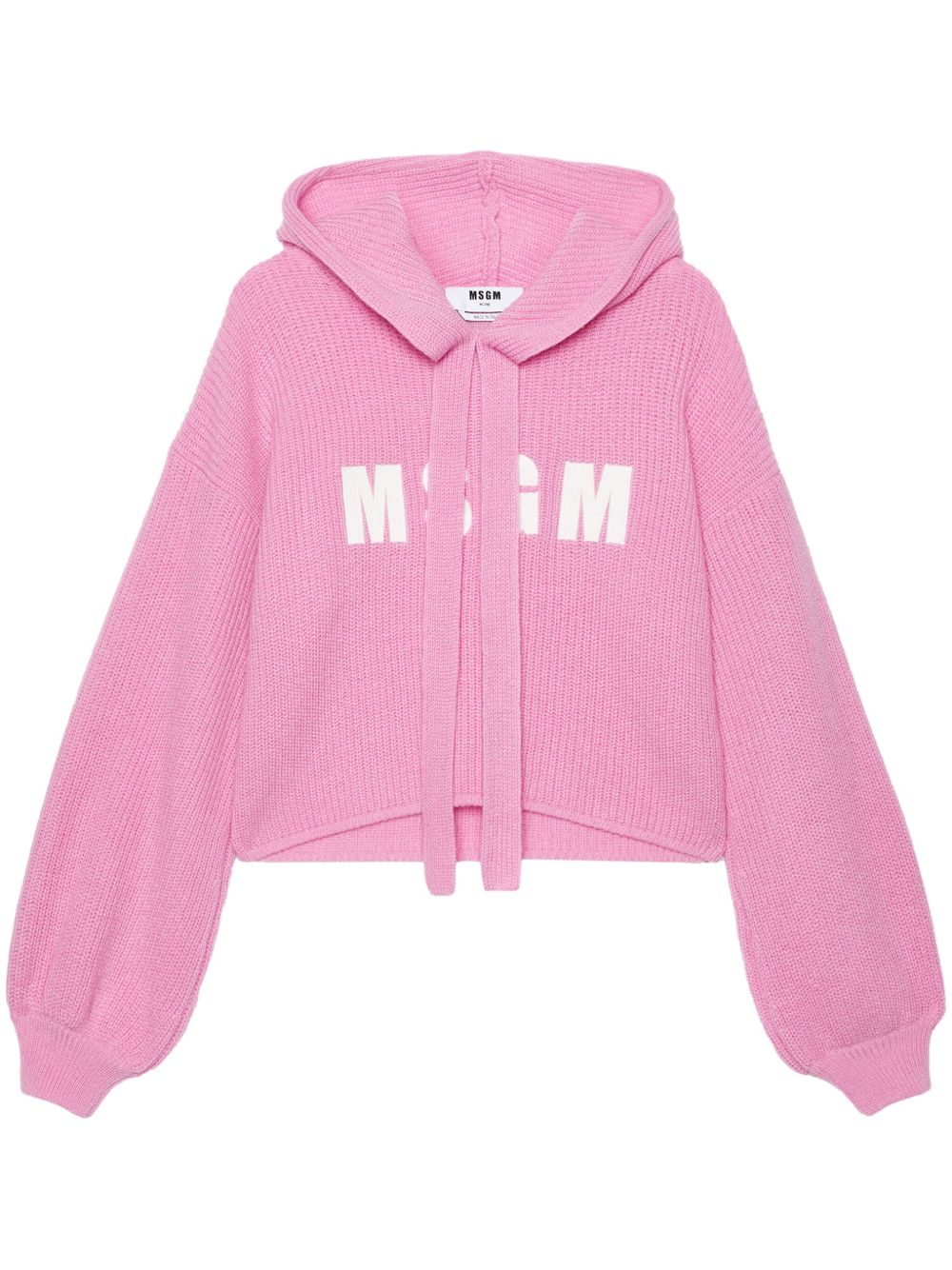 MSGM logo刺绣针织连帽衫 - 粉色