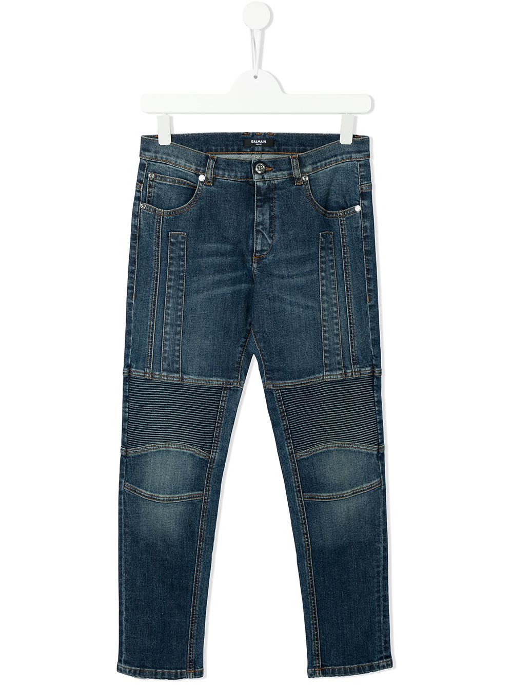 Balmain Kids 中腰直筒牛仔裤 - 蓝色