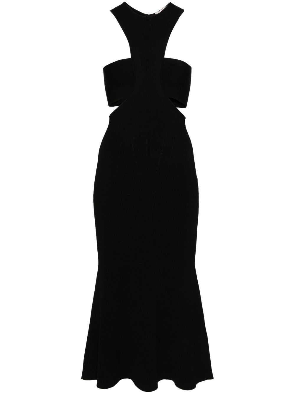 Alexander McQueen Slashed Harness 中长连衣裙 - 黑色